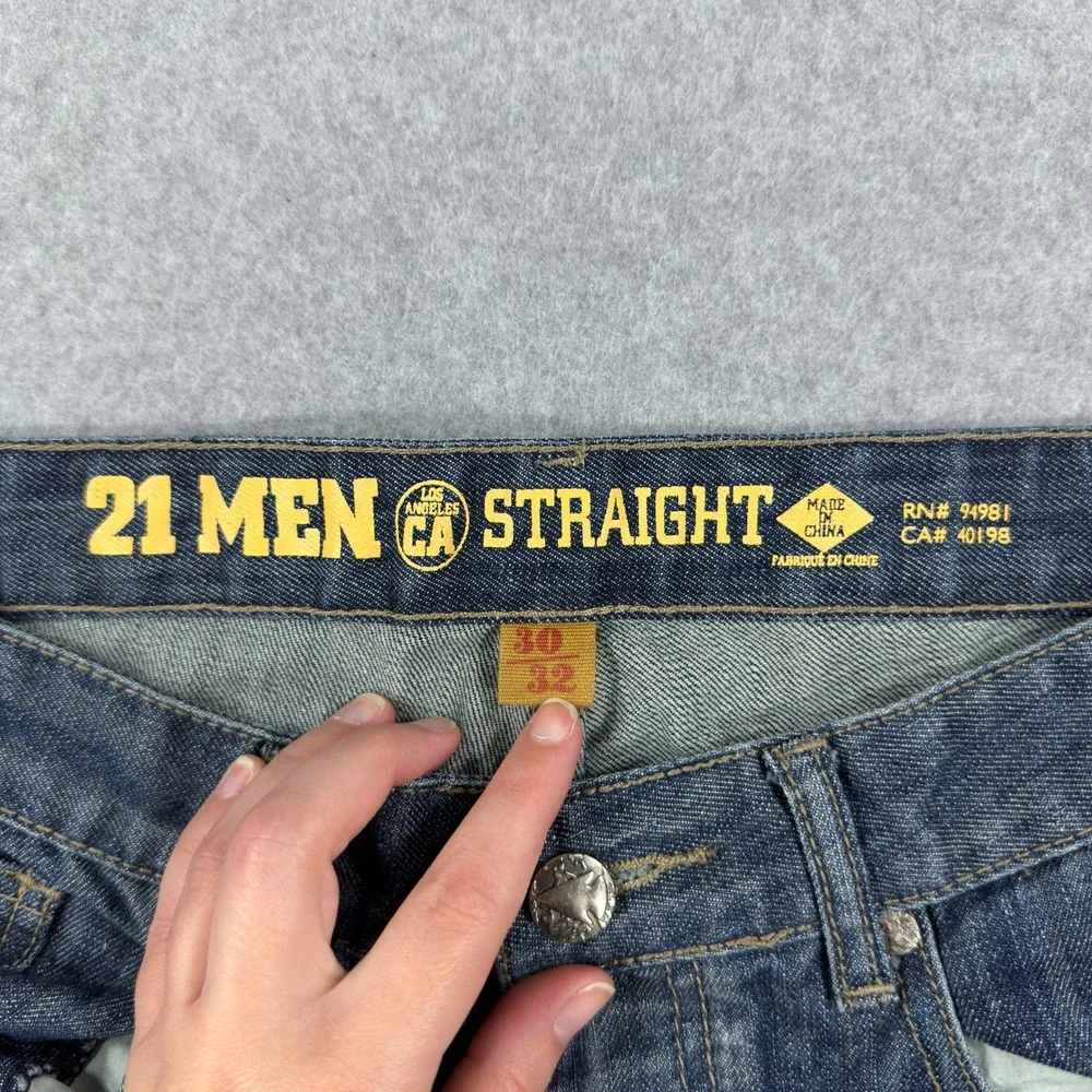 21 Men Forever 21 Straight Leg Jeans Blue Dark Wash Mens 30x32 Denim Pants